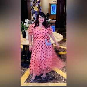 Rachel Parcell Sequin Heart Tulle MIDI Dress XXL